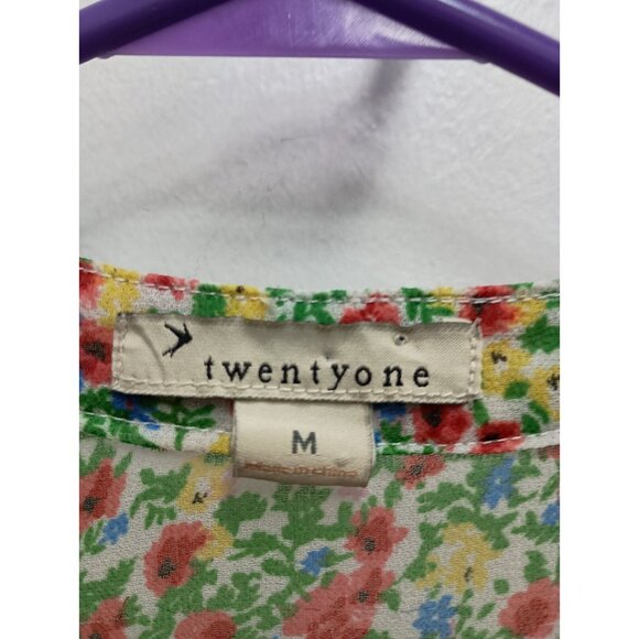 Vintage Twenty One Womens Babydoll Top Medium Sheer Floral Tie Back Fairy BOHO - Picture 6 of 9